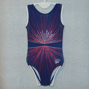 GK Simone Blue Red Sunburst Leotard NoTag